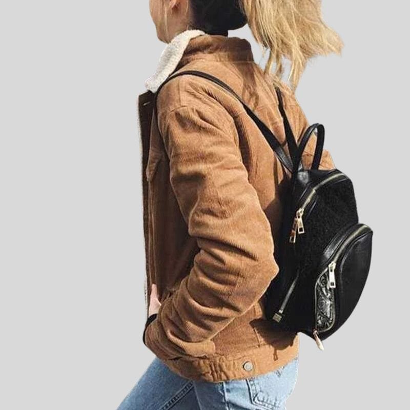 Veste-Velours-Camel-Femme