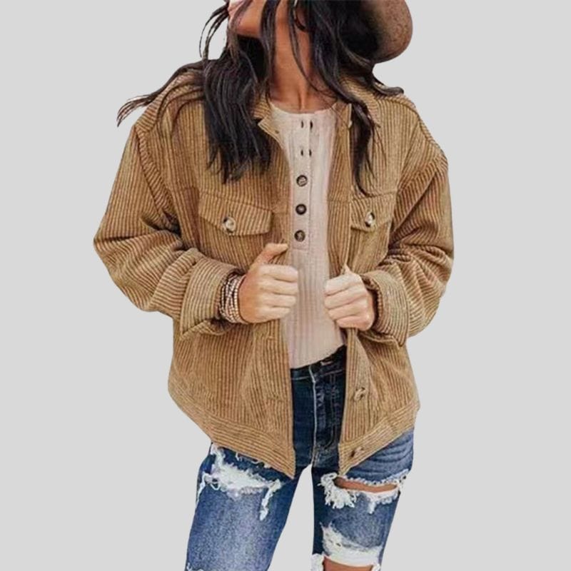 Veste-Velours-Cotelé-Femme-Camel