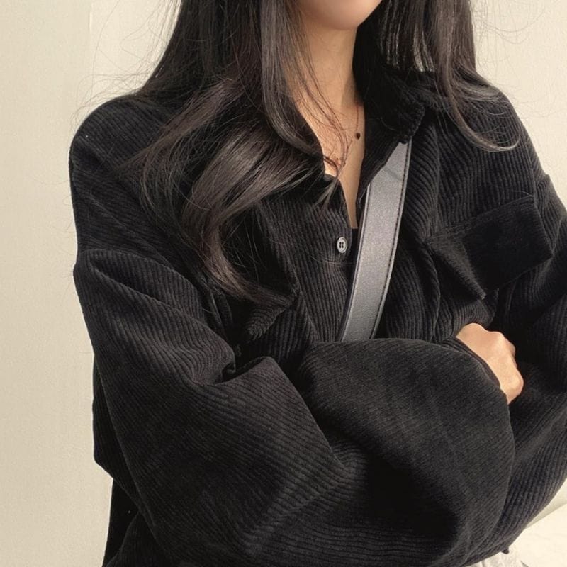 Veste-Velours-Cotelé-Femme-Noir