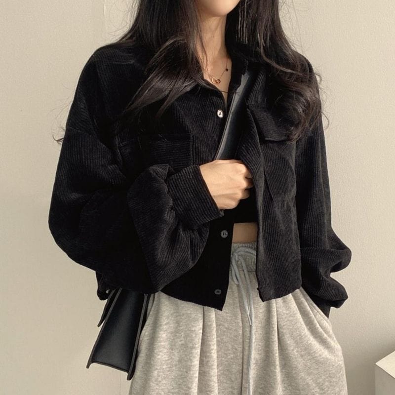 Veste-Velours-Cotelé-Femme-Noir
