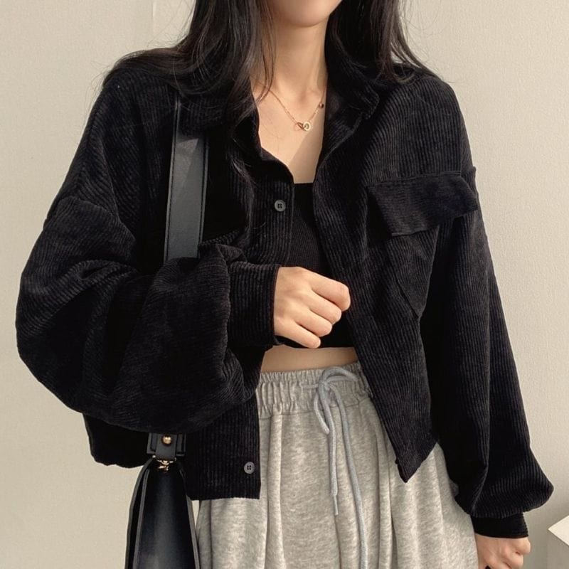 Veste-Velours-Cotelé-Femme-Noir