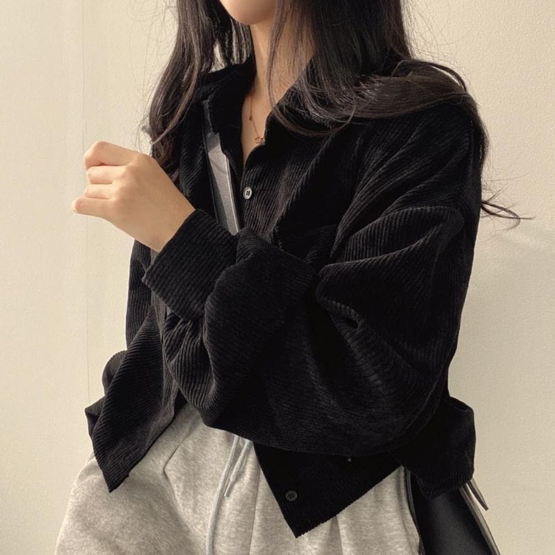 Veste-Velours-Cotelé-Femme-Noir