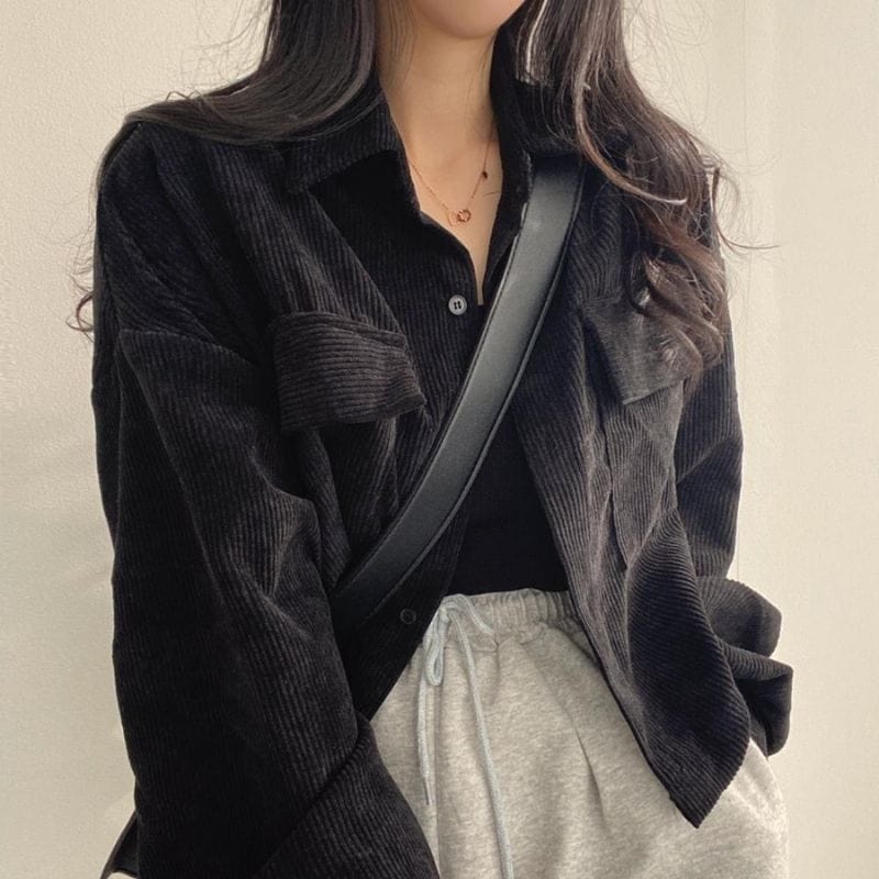 Veste-Velours-Cotelé-Femme-Noir
