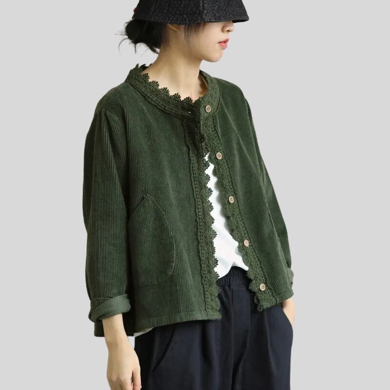 Veste-Velours-Cotelé-Femme-Vert