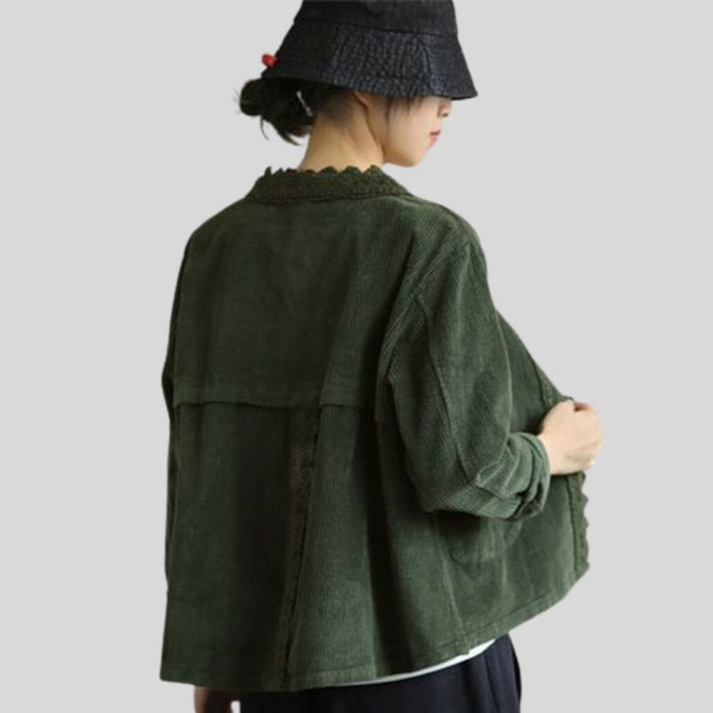 Veste-Velours-Cotelé-Femme-Vert