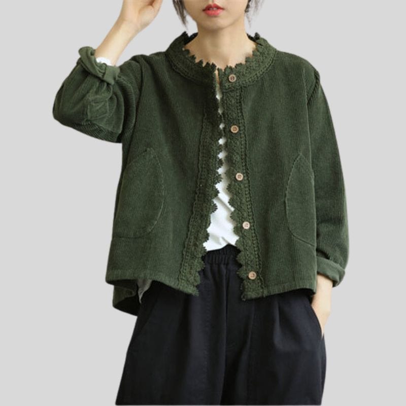 Veste-Velours-Cotelé-Femme-Vert