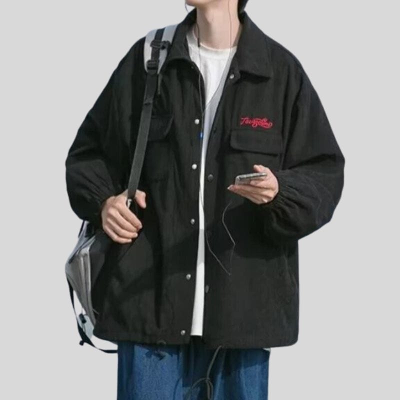 Veste-Velours-Cotelé-Noir-Homme