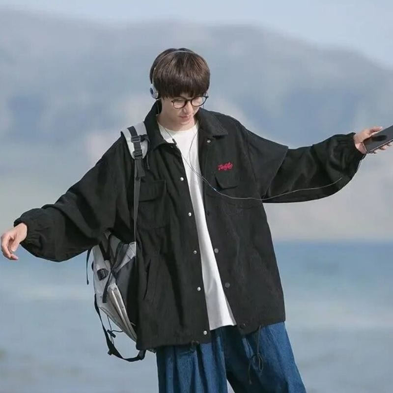 Veste-Velours-Cotelé-Noir-Homme