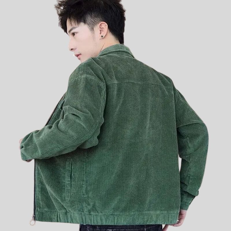 Veste-Velours-Cotelé-Vert-Homme