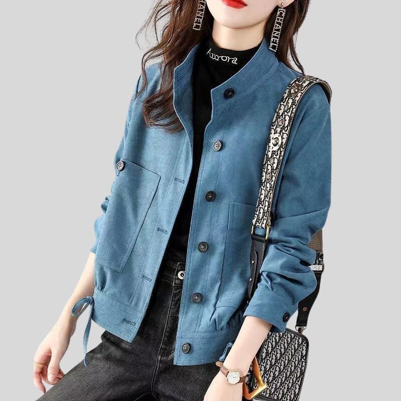 Veste-Velours-Femme-Bleue