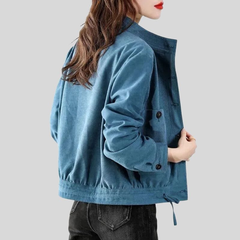 Veste-Velours-Femme-Bleue