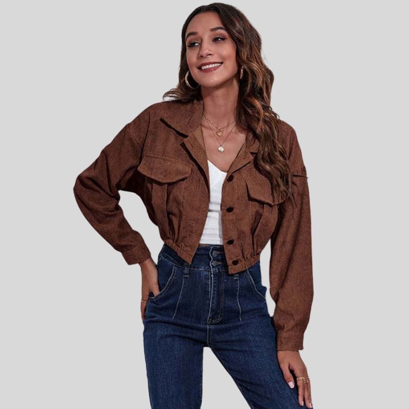 Veste-Velours-Femme-Marron