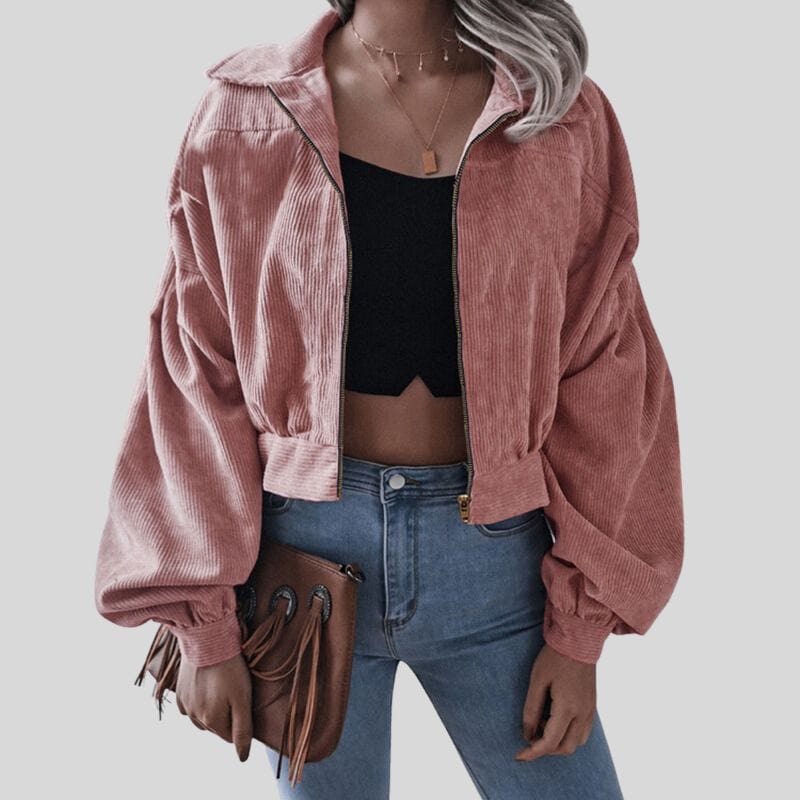 Veste-Velours-Femme-Rose