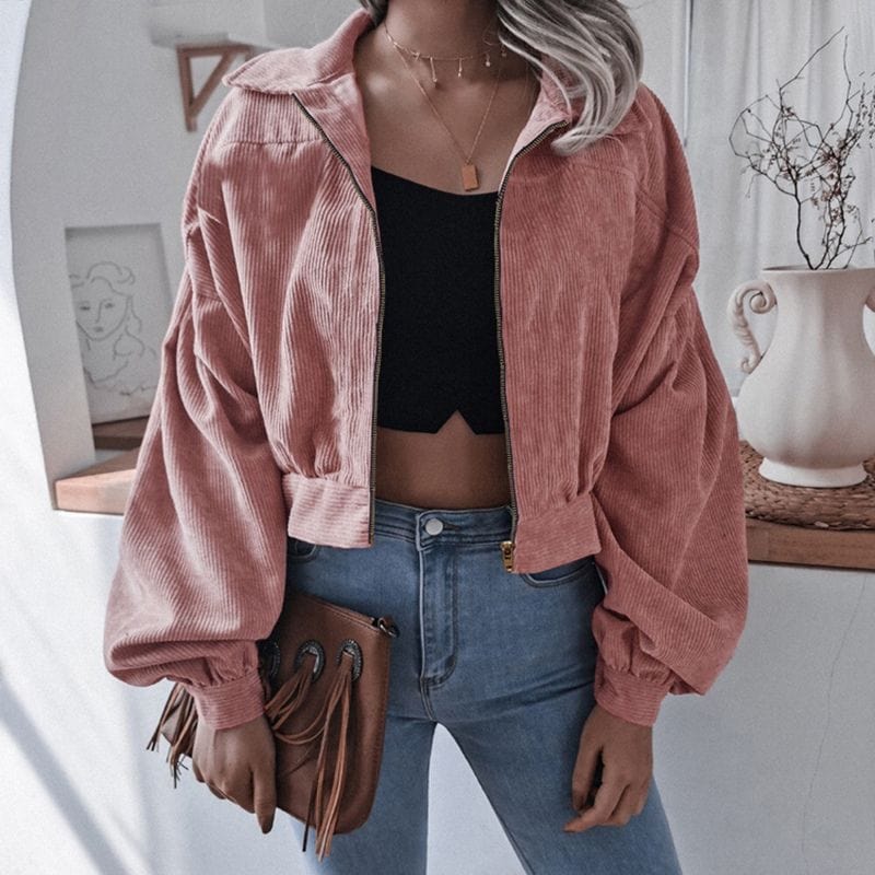 Veste-Velours-Femme-Rose