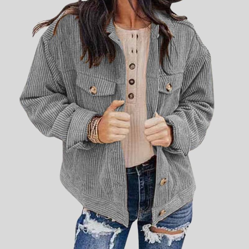 Veste-Velours-Grise-Femme