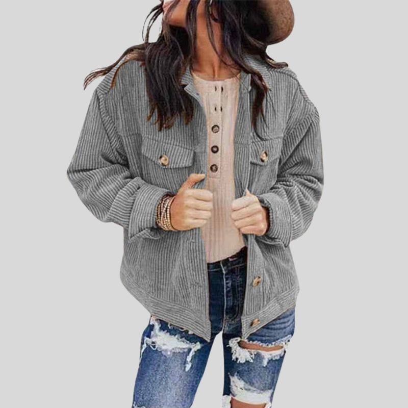 Veste-Velours-Grise-Femme