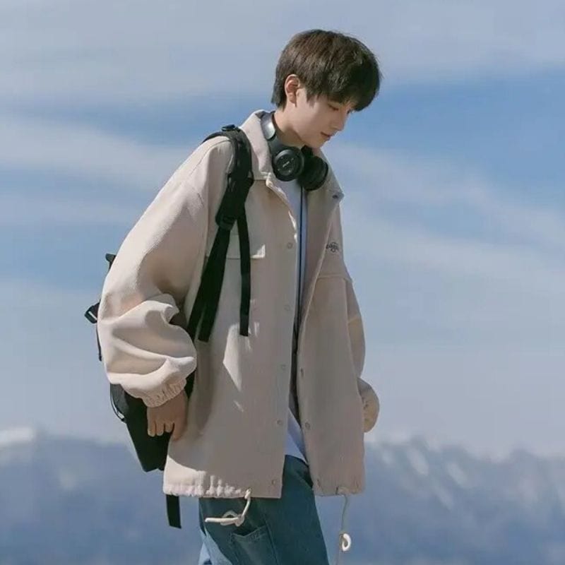 Veste-Velours-Homme-Beige