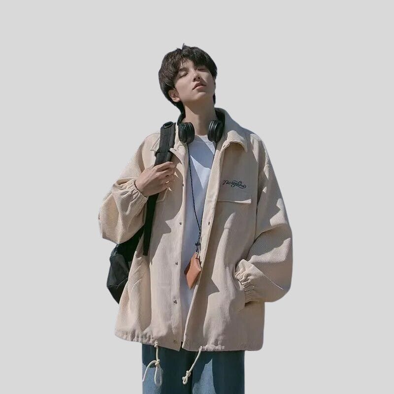 Veste-Velours-Homme-Beige