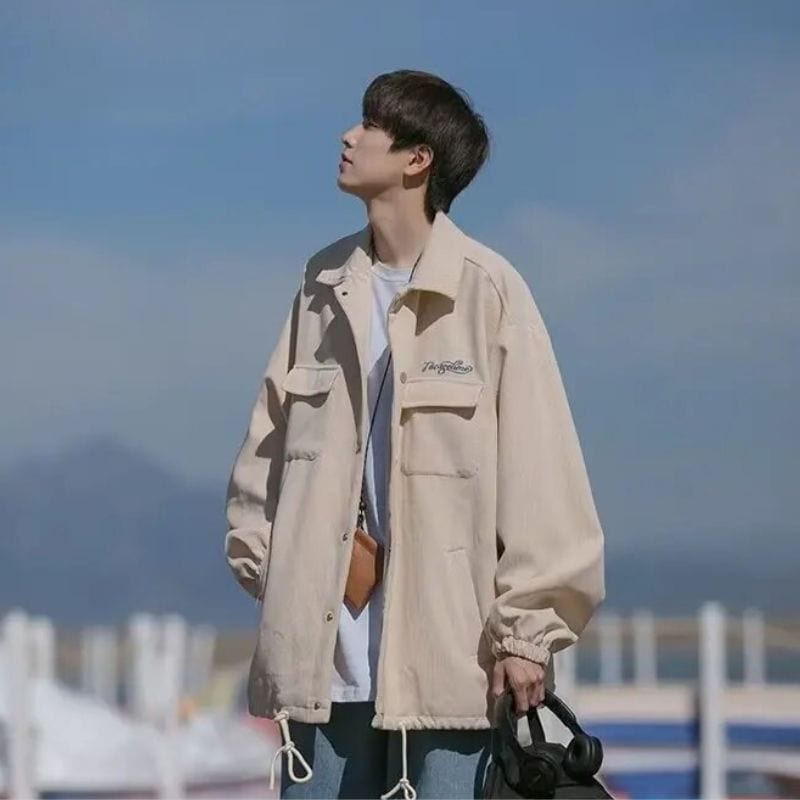 Veste-Velours-Homme-Beige