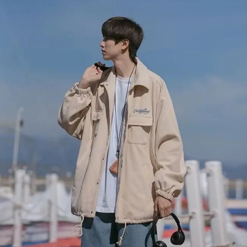 Veste-Velours-Homme-Beige