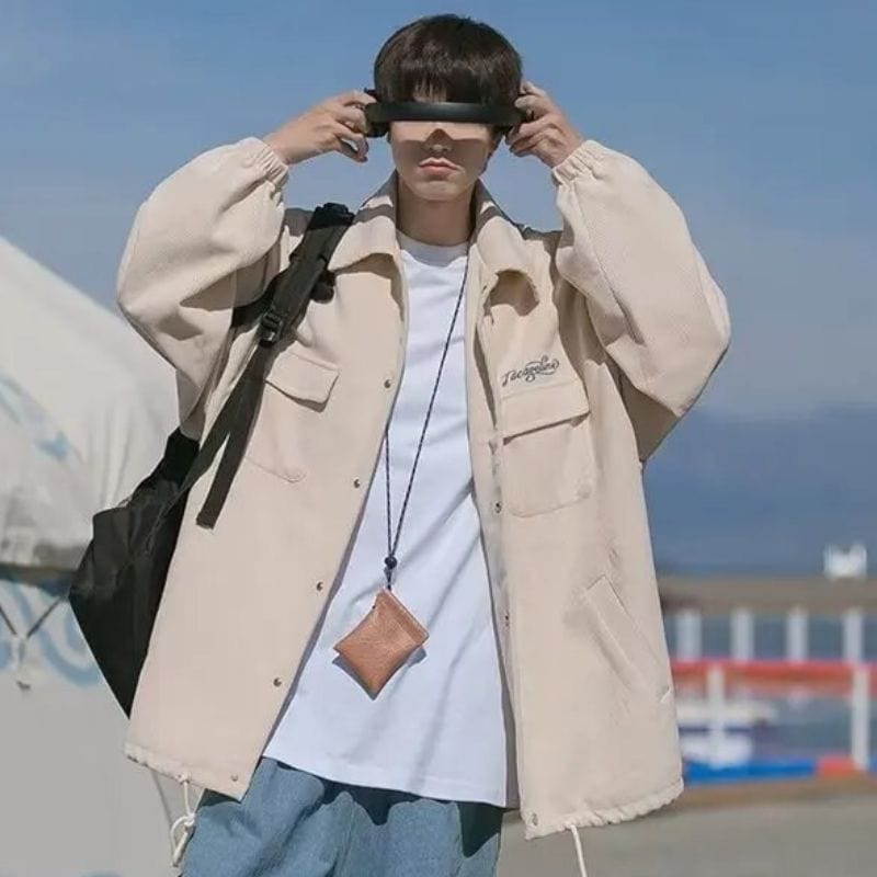 Veste-Velours-Homme-Beige