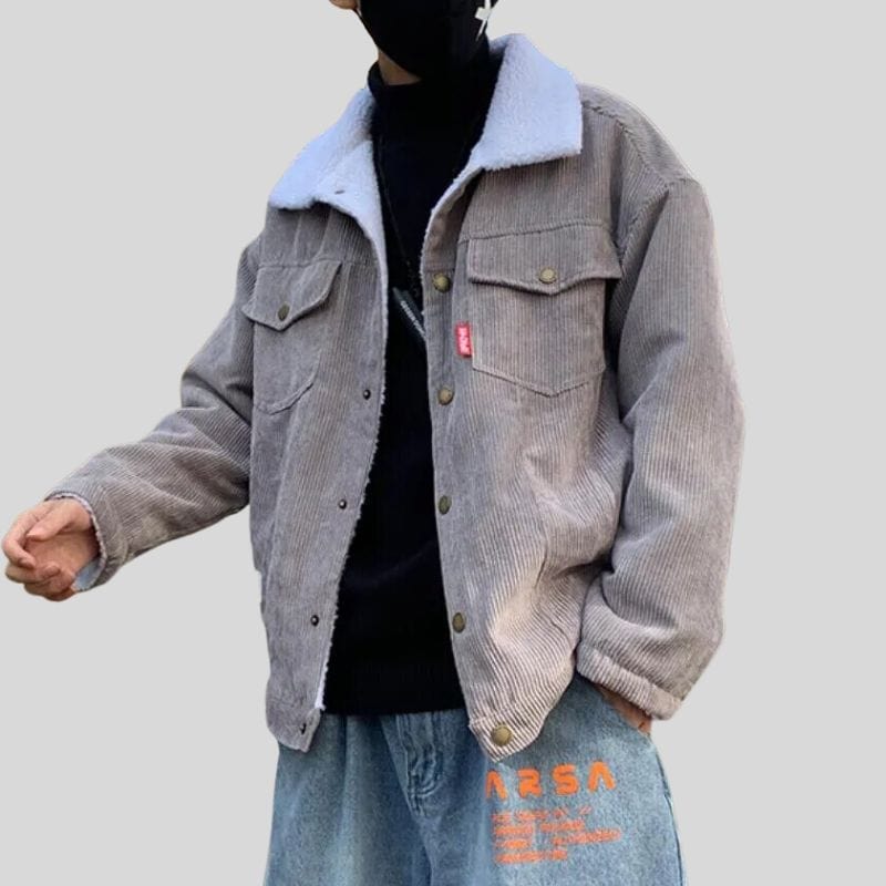 Veste-Velours-Homme-Grise