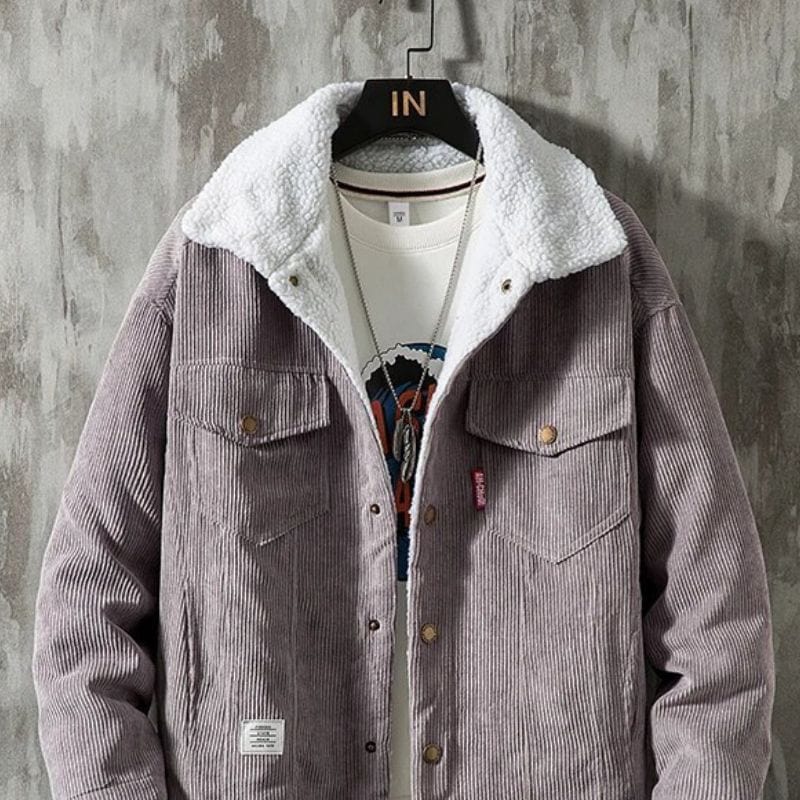 Veste-Velours-Homme-Grise
