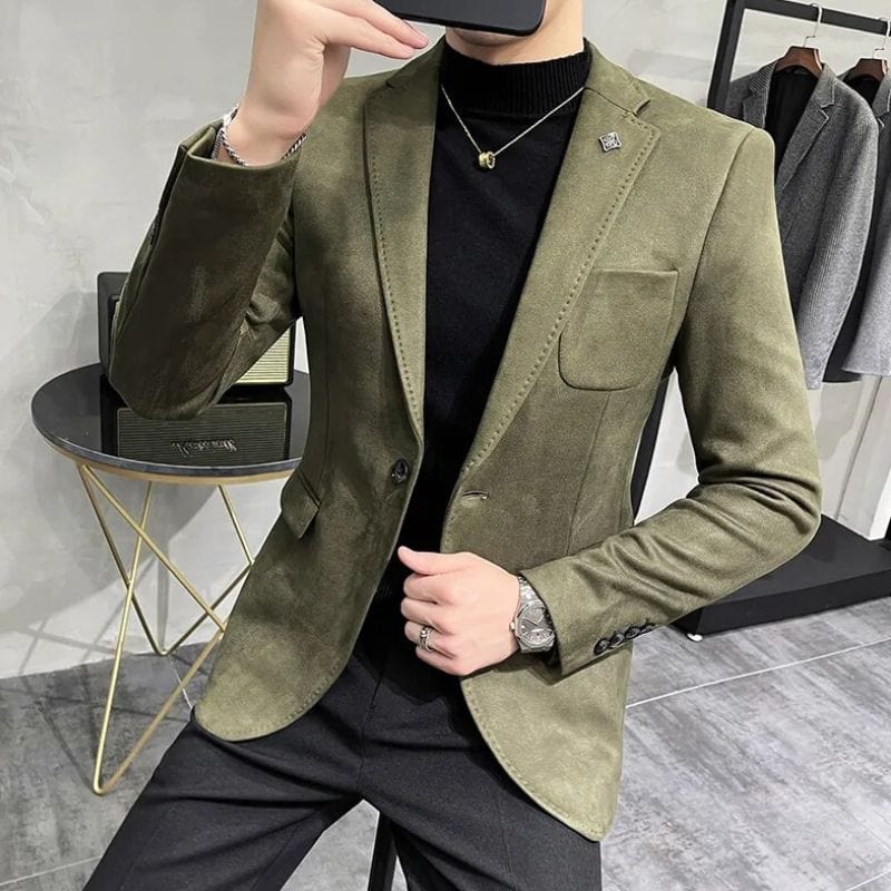 Veste-Velours-Homme-Kaki