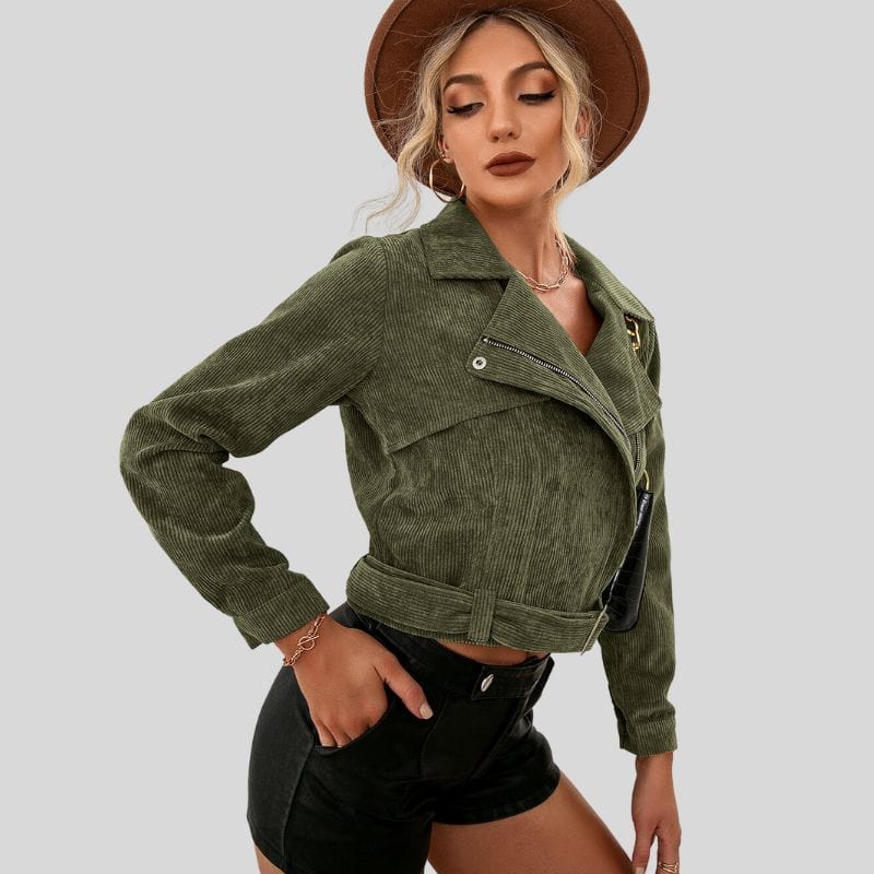 Veste-Velours-Kaki-Femme