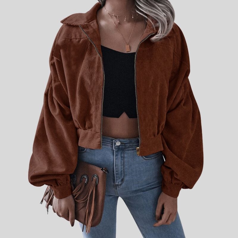 Veste-Velours-Marron-Femme