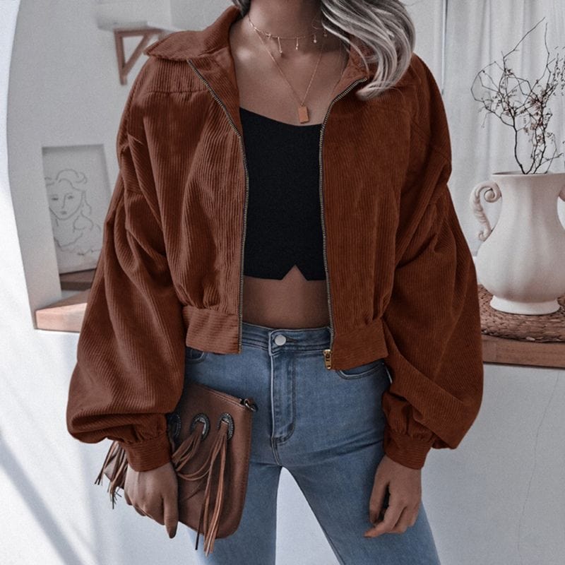 Veste-Velours-Marron-Femme