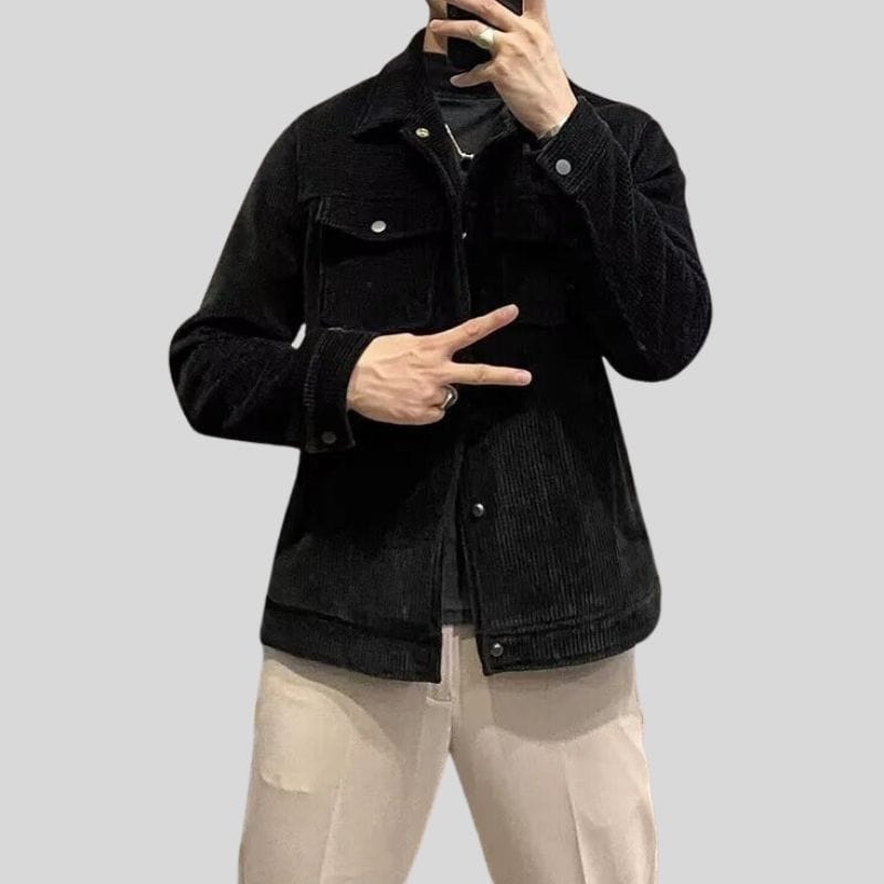 Veste-Velours-Noire-Homme