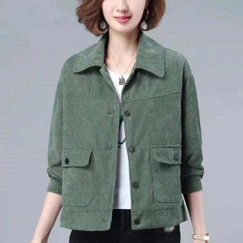 Veste-Velours-Vert-Bouteille-Femme