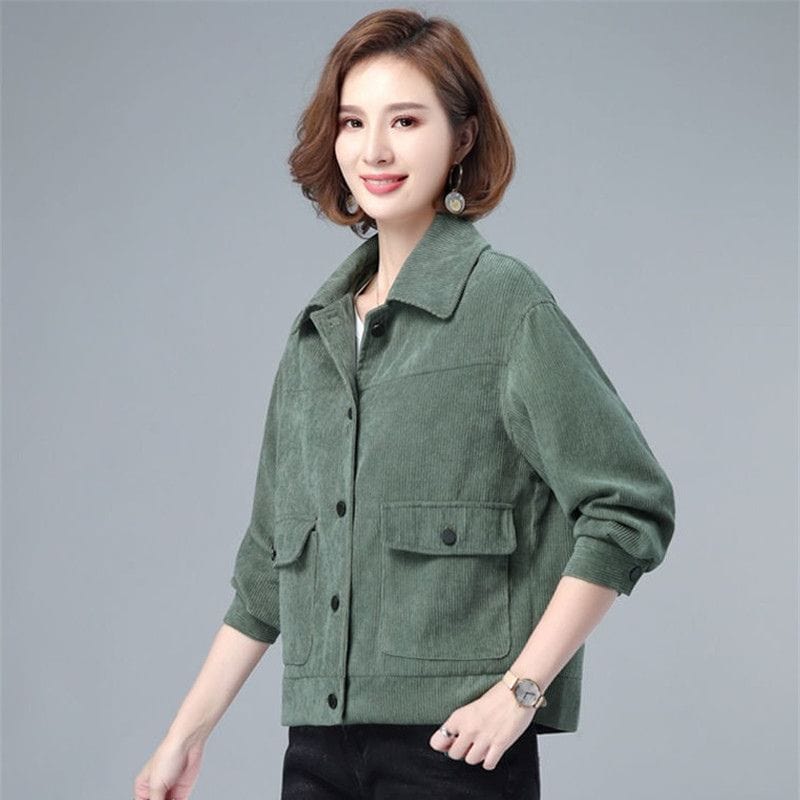 Veste-Velours-Vert-Bouteille-Femme