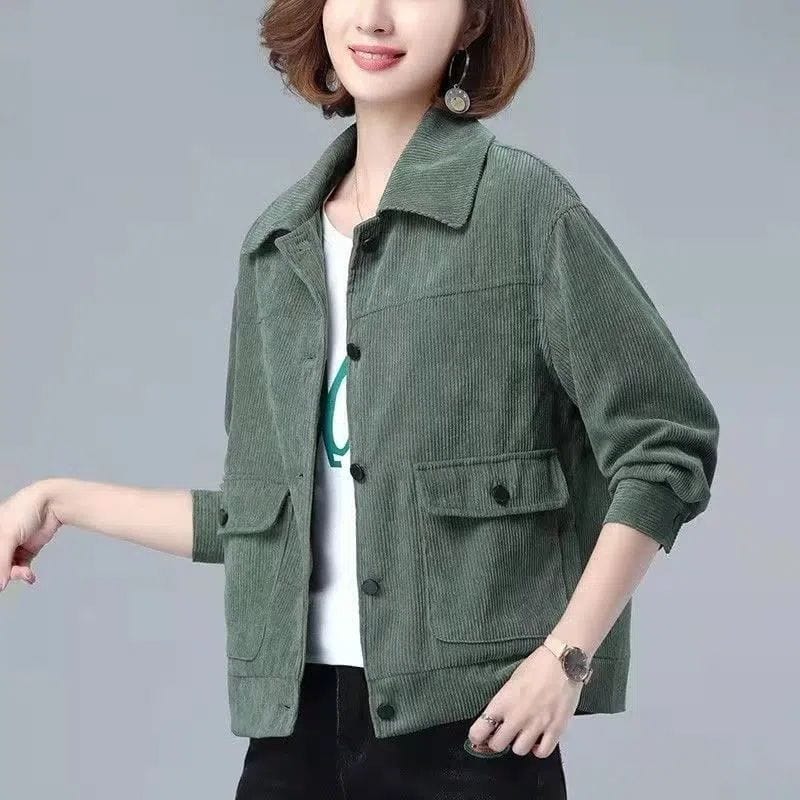 Veste-Velours-Vert-Bouteille-Femme