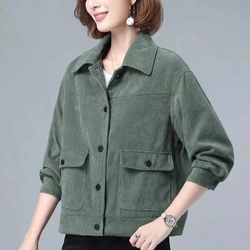 Veste-Velours-Vert-Bouteille-Femme