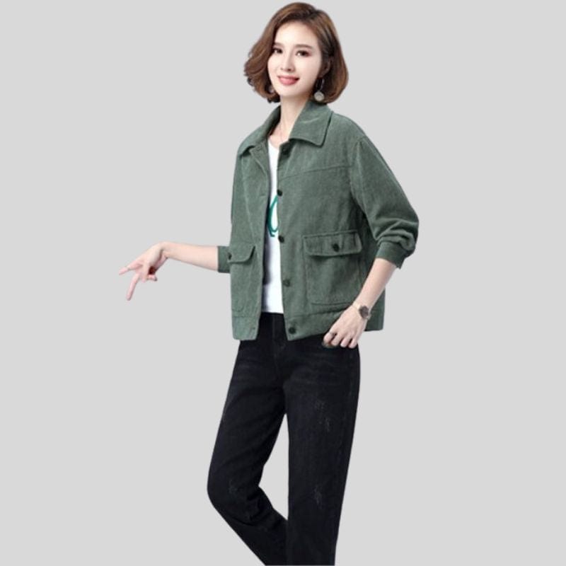 Veste-Velours-Vert-Bouteille-Femme