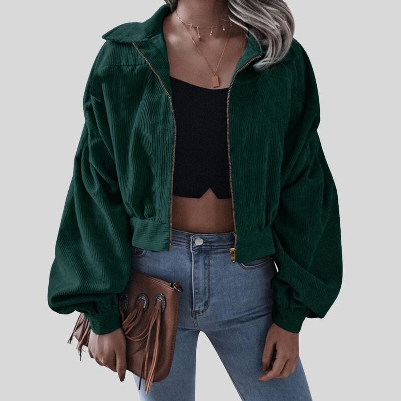 Veste-Velours-Vert-Femme