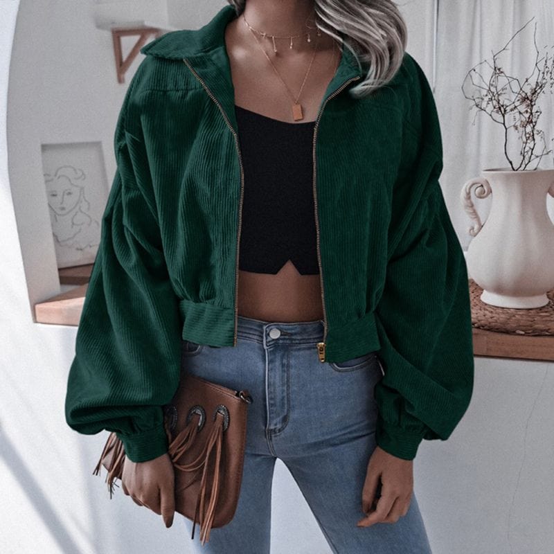 Veste-Velours-Vert-Femme