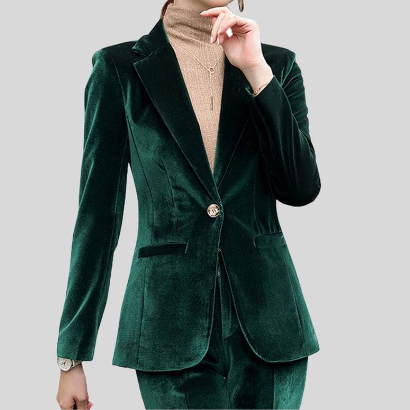 Veste-Velours-Verte-Femme