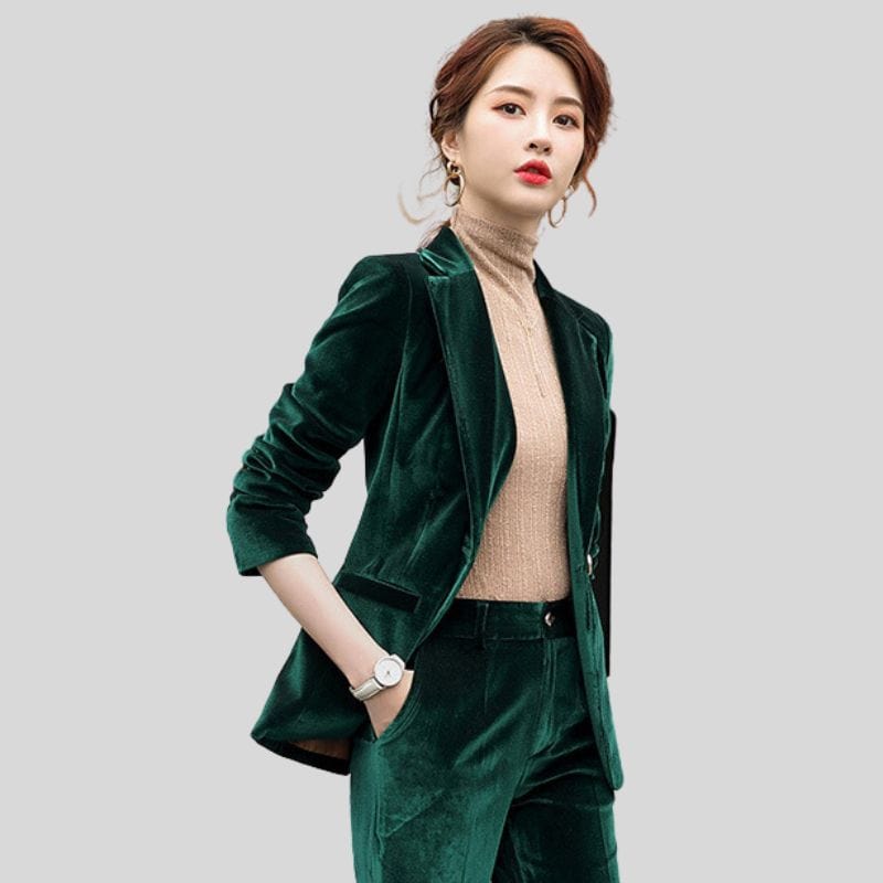 Veste-Velours-Verte-Femme