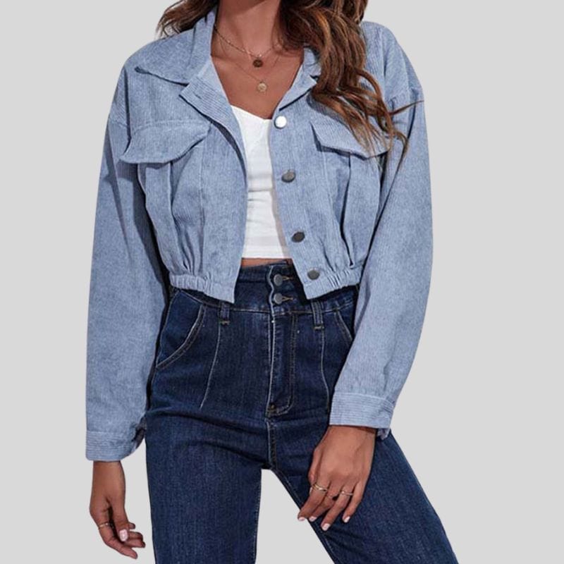 Veste-en-Velours-Bleu-Femme