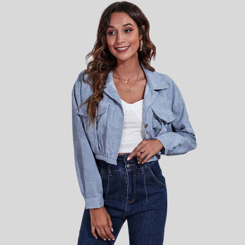 Veste-en-Velours-Bleu-Femme