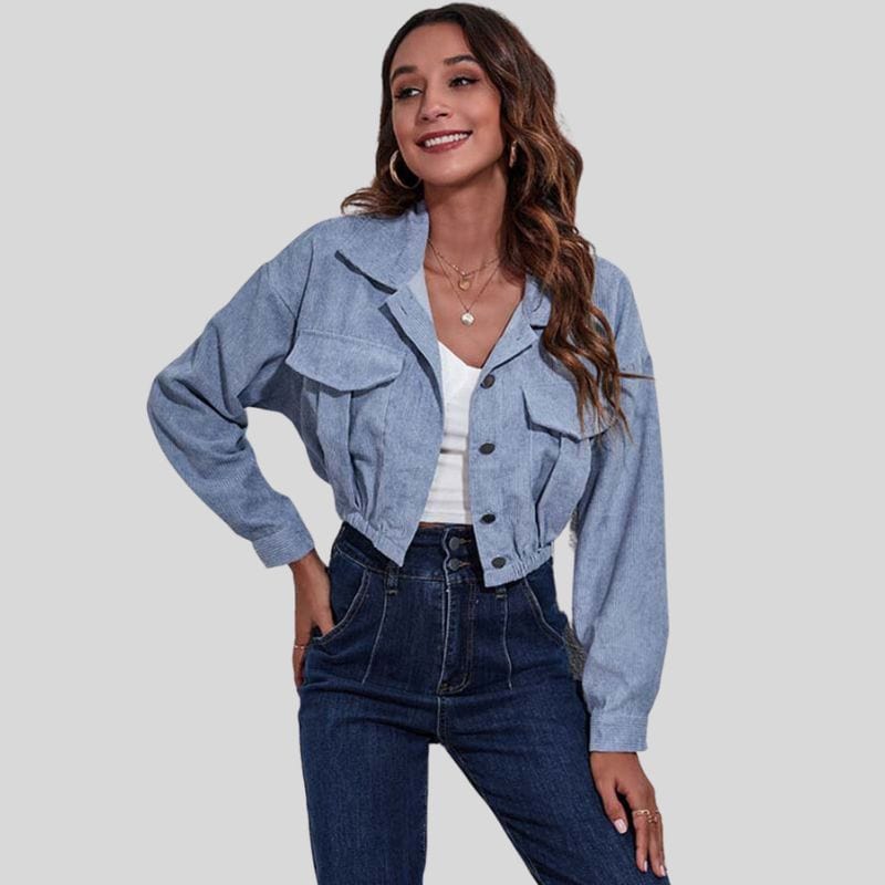Veste-en-Velours-Bleu-Femme