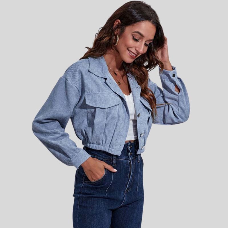 Veste-en-Velours-Bleu-Femme
