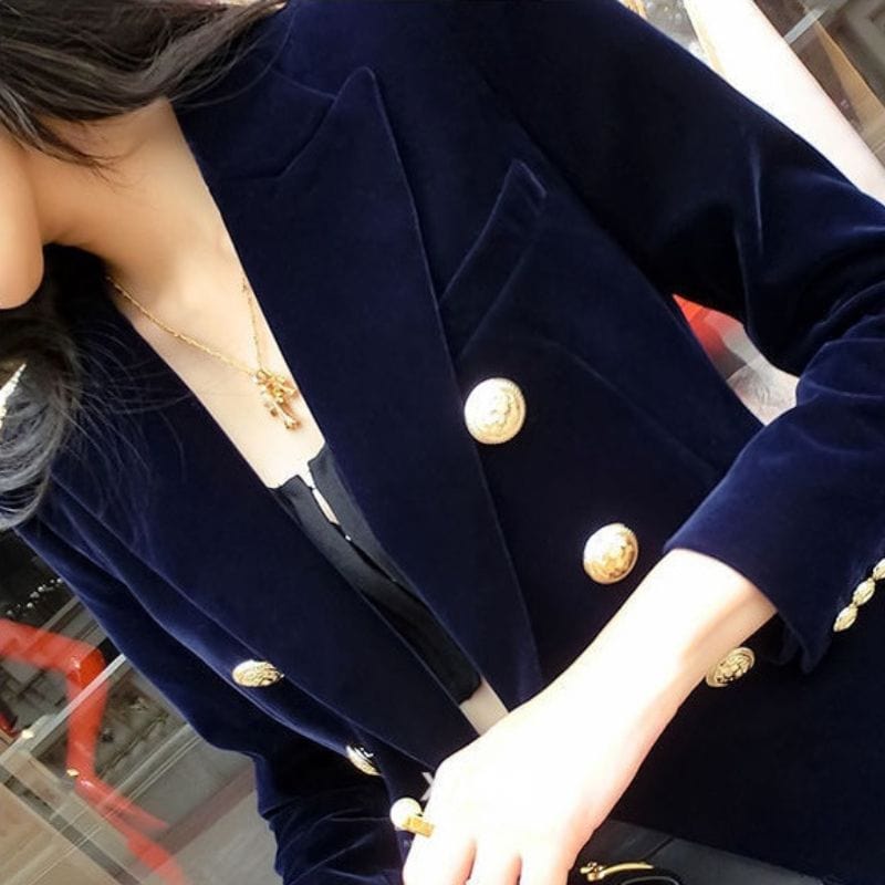 Veste-en-Velours-Bleu-Marine-Femme