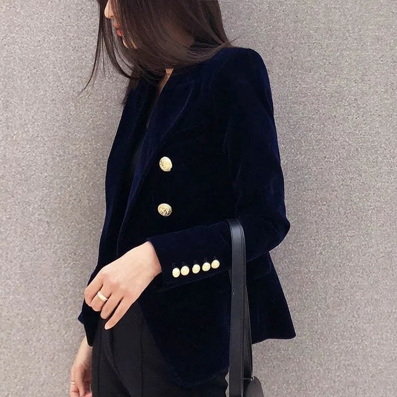 Veste-en-Velours-Bleu-Marine-Femme