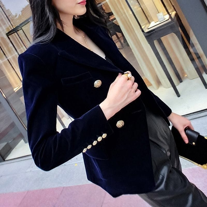 Veste-en-Velours-Bleu-Marine-Femme