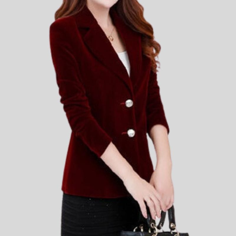Veste Velours Blazer Rouge Bordeaux Femme Inrosy Blazer Velours