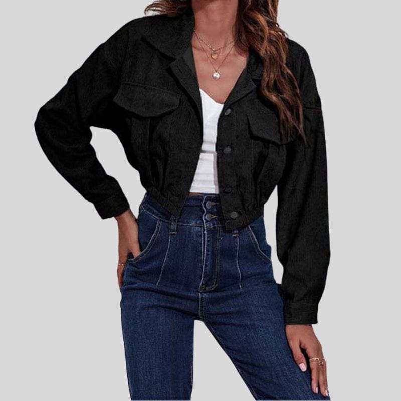Veste-en-Velours-Noir-Femme
